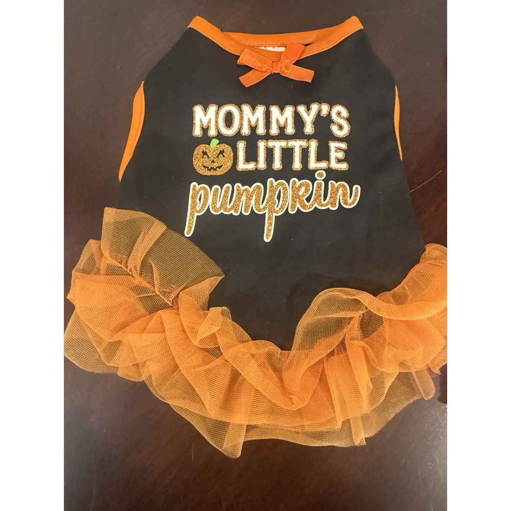 Mommy's Little Pumpkin Dog Dress XS Halloween Orange Tulle Pet Outfit